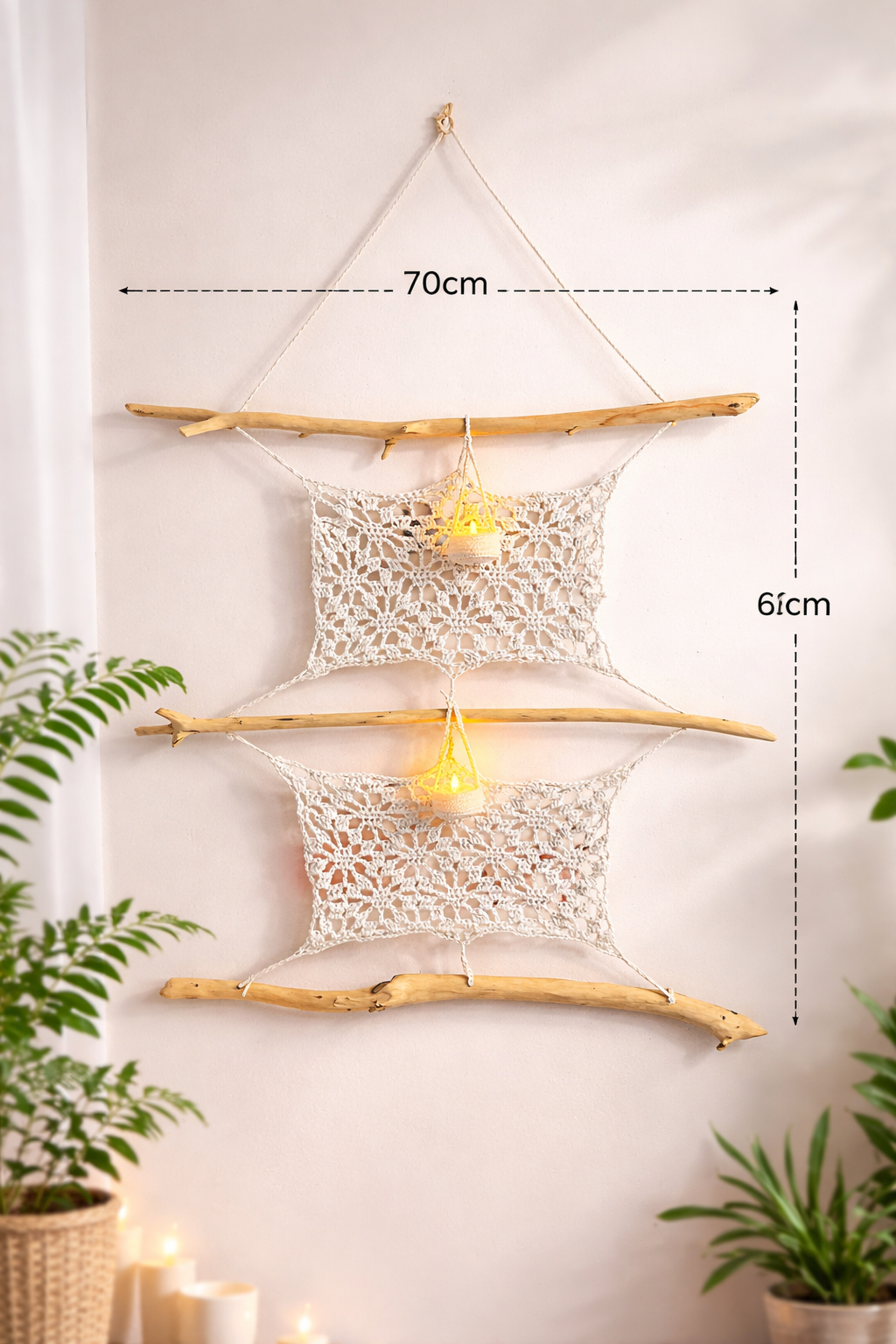 🌸 Boho Fenster- & Wandbehang mit Margeriten-Muster