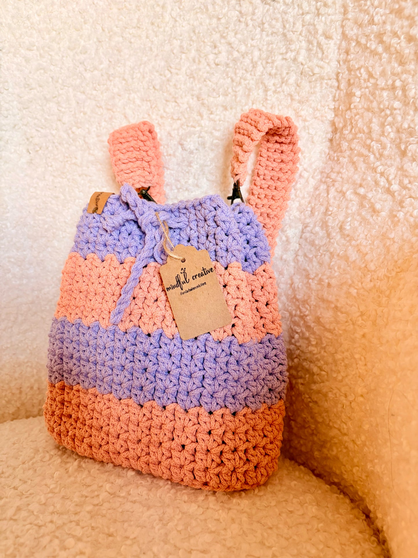 Handgemachter Kinderrucksack aus Braided Cord – süß, praktisch & bequem