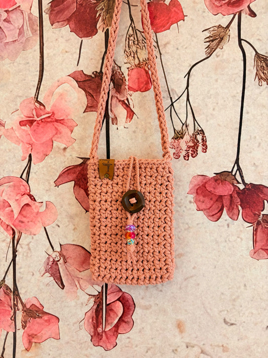 Handgehäkelte Handytasche Altrosa